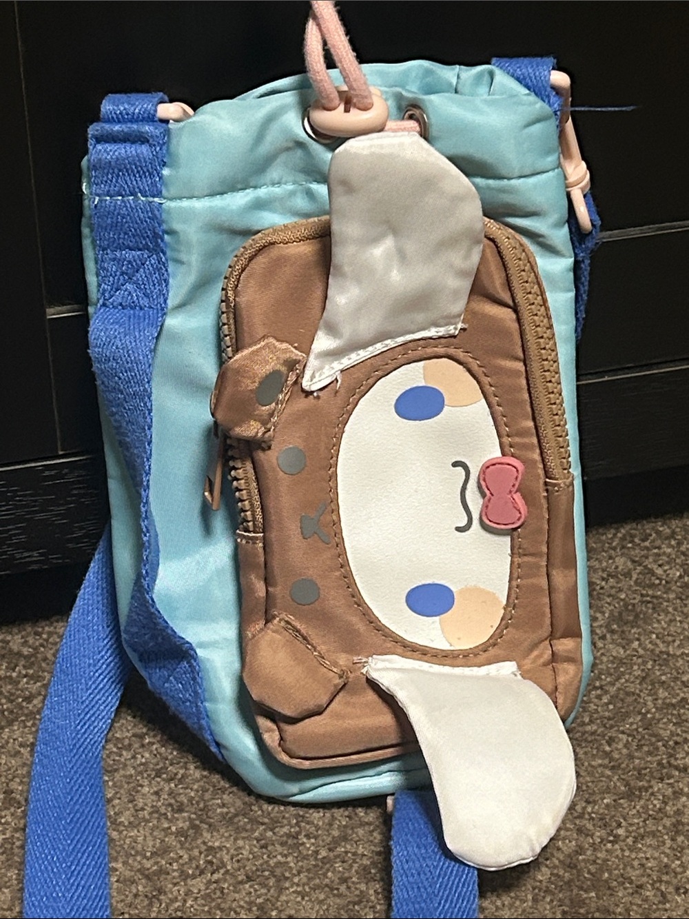 Cinnamon roll costume water bottle sling